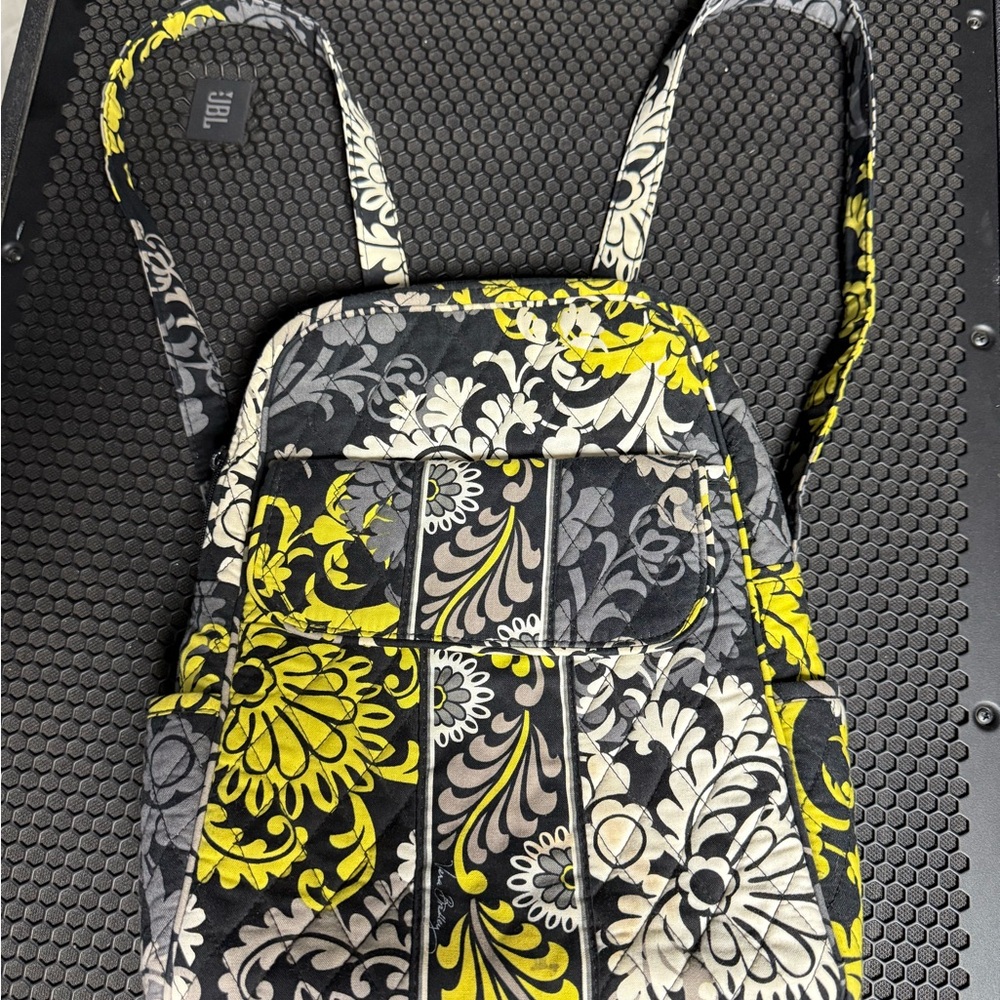 Vera Bradley Yellow and White Floral Backpack with Wallet